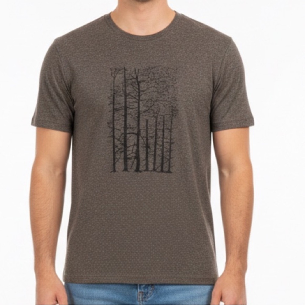 MV Sport Men's Brown Short Sleeve Graphic tree Forest Tee shirt whiteface 🌳